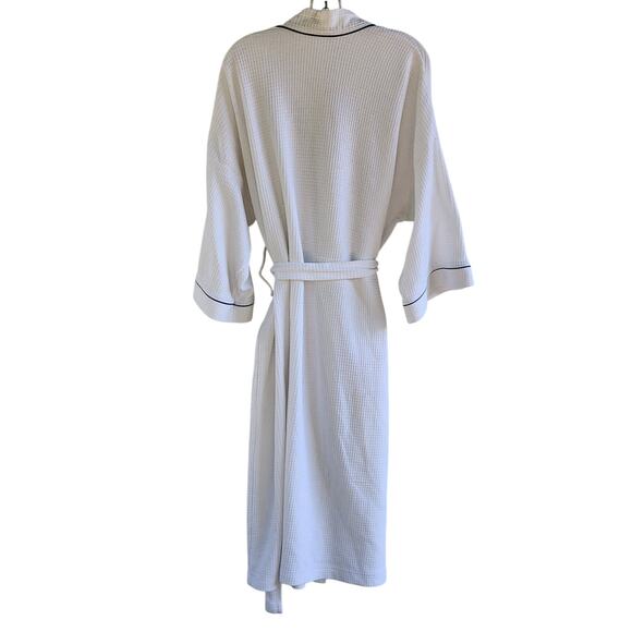 Norm Thompson Waffle Spa Robe Cotton Blend XL White Escape the Ordinary Lounge - Picture 4 of 6